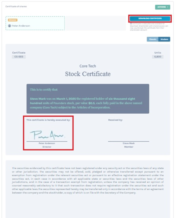 stock certificate