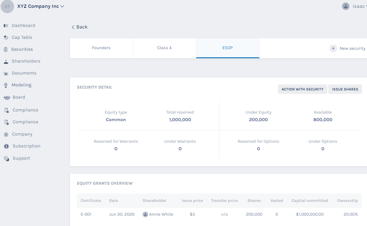 Annie - equity grants overview