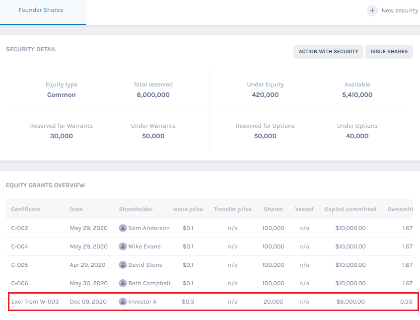 Equity grants overview